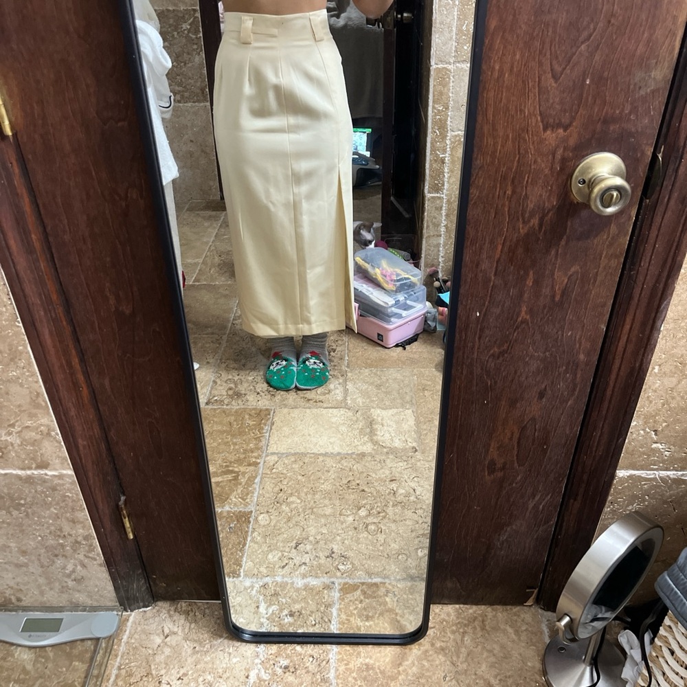 Pleated Linen Maxi Skirt